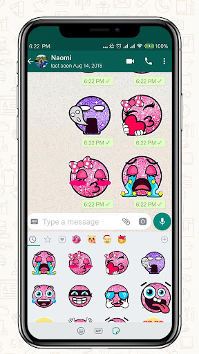 Glitter Emoji Stickers for Chatting Add Stickers