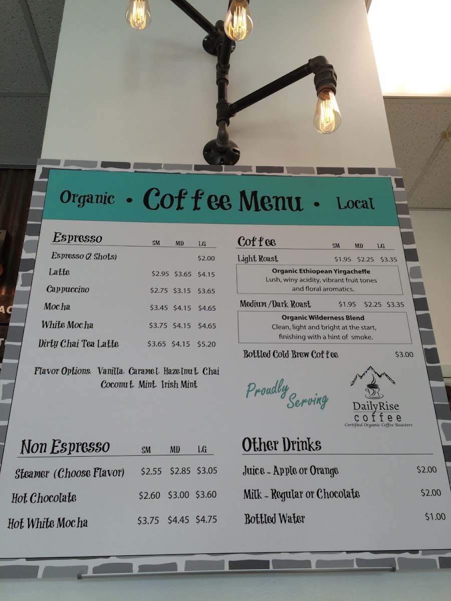 Coffee menu