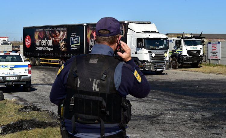 There was a heavy visible police presence at Port Elizabeth’s Swartkops truck stop and on major trucking routes on Wednesday.