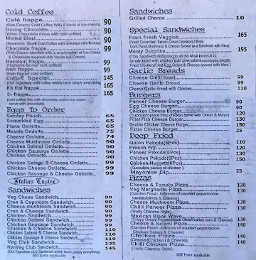 Coffee menu 