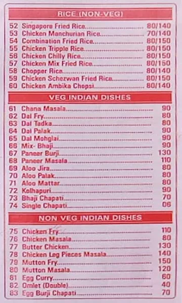 Om Sai Dinesh Fast Food & Chinese Corner menu 