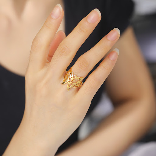 Title 4, Pentagram Pointed Wing Butterfly Ring Unique je...