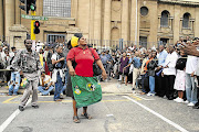 IN FULL CRY: Pretty Xaba outside the high court during Jacob Zuma's rape trial Picture: PAT SEBOKO