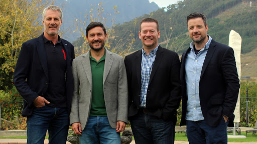 From left to right: Anton Gaylard, co-founder and COO of Crossfin; Paul Kent, CEO of Sureswipe; Dean Sparrow, co-founder and CEO of Crossfin; and Nic Smalle, MD of Apis.