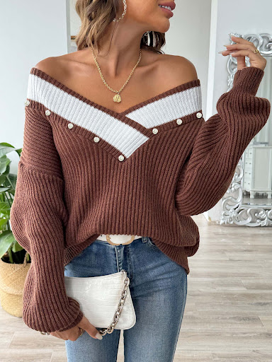 Title 9, Womens Pearl Beaded Top Color Contrast Patchwork