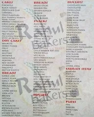 Rahul Bakers menu 1