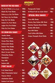 Sumith Sowrya Fruit Jiuce & Milkshakes menu 1