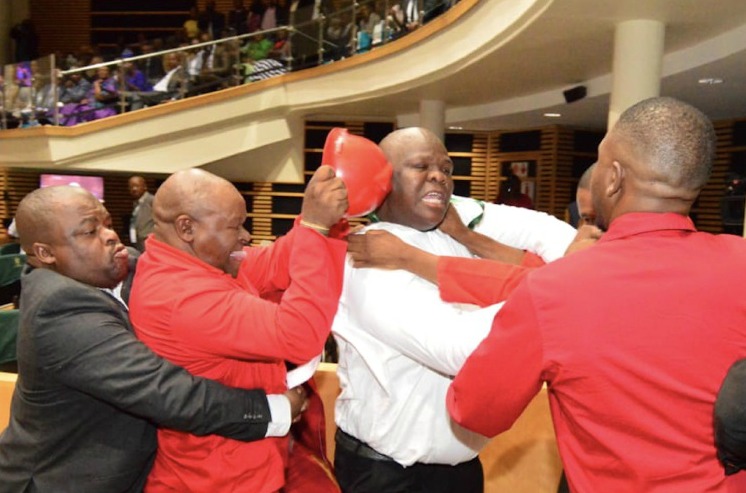 EFF members were unceremoniously removed from the Eastern Cape provincial legislature ahead of premier Oscar Mabuyane's State of the Province Address after complaints that they were inappropriately dressed in their trademark red overalls.