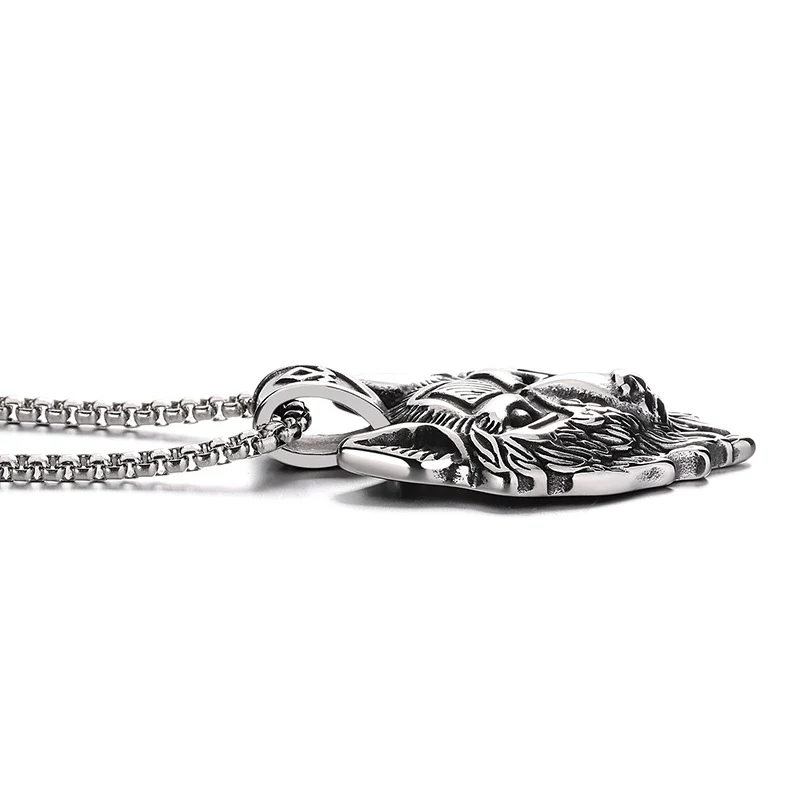 Title 6, Collier pour garçon Viking rétro tête de loup a...