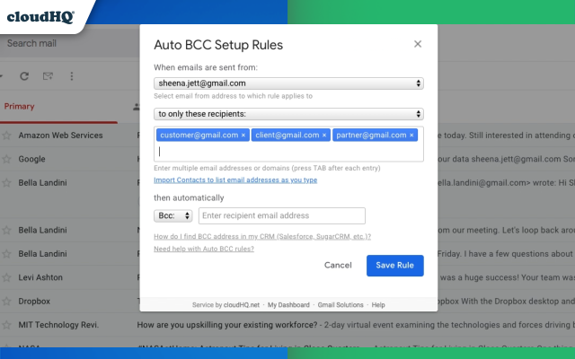 Auto BCC for Gmail by cloudHQ Preview image 5