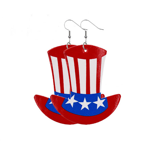 Title 2, Independence Day Leather Earrings with American...