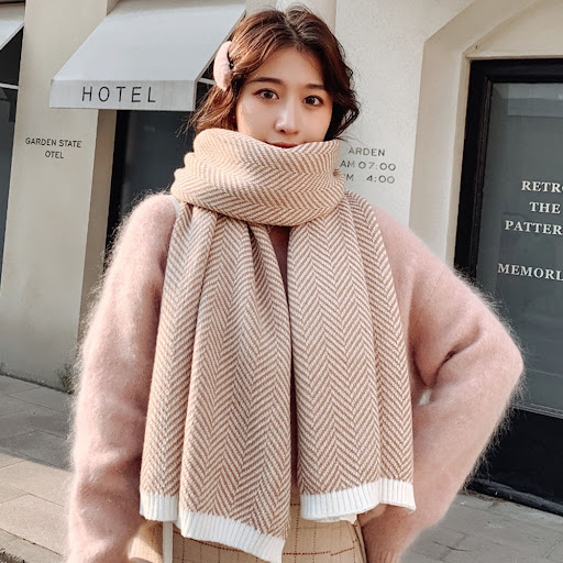 Title 5, Womens Long Knitted Herringbone Scarf