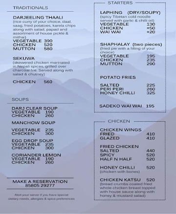 Darjeeling Steamers menu 