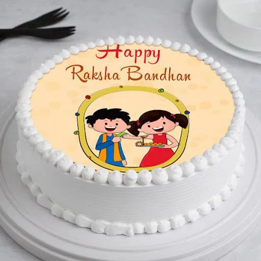 Ethnic Rakhi Round Vanilla Photo Cake