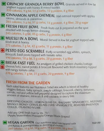 Lean 21 Cafe menu 