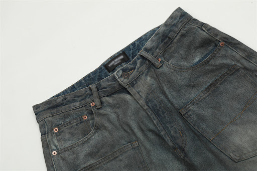 Title 7, Distressed and Dirty Denim Straight-leg Pants f...