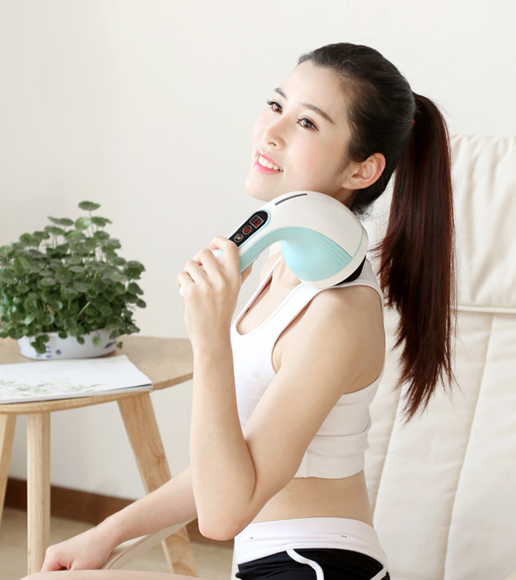 Appareil électrique multifonction rechargeable pour cou, taille et épaules. Soulagement de la tension et détente instantanée.