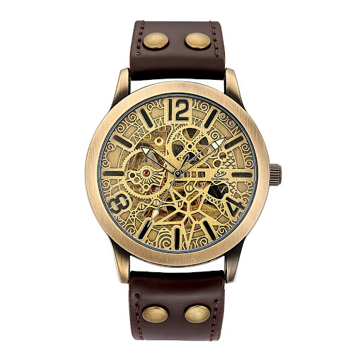Title 5, Mens hollow mechanical watch featuring skeleto...