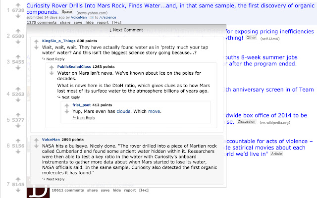 rComments - Reddit Hover Comments chrome extension