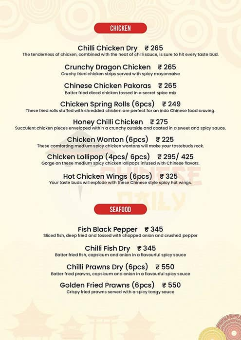 Chinese Daily menu 