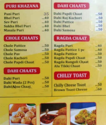 Shiv Shankar Pani Puri menu 