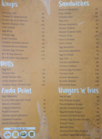 Buns And Wraps menu 