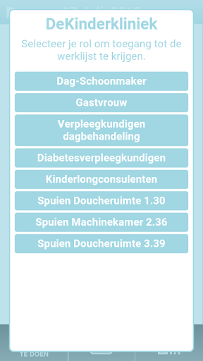 Kinderkliniek Schoonmaaklijst