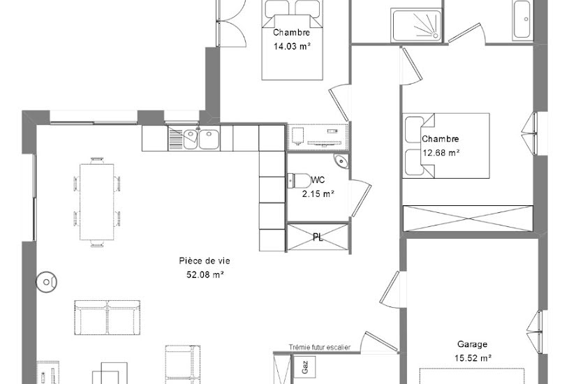  Vente Terrain + Maison - Terrain : 640m² - Maison : 100m² à Auzouer-en-Touraine (37110) 