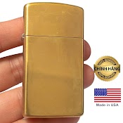 Bật Lửa, Hộp Quẹt Ziippo Mỹ Slim Brass Trơn Đơn Giản, Sản Xuất 1991