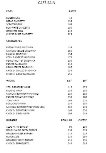 Cafe Sain menu 