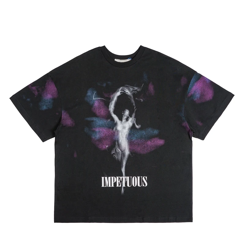 Men'S T-Shirt Short-Sleeved Ins Fashion Brand Creative Printing European And American Street Large Size Trend Couple Top