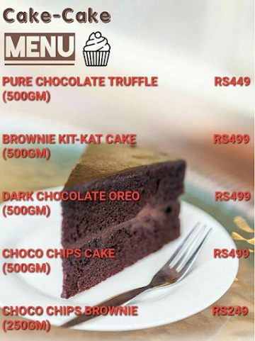 Cake Wali menu 