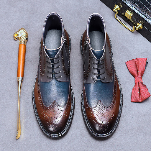 Title 3, Mens Leather Vintage Color Blocking Brogue Car...