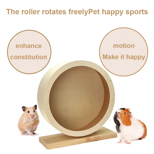 Natural Wood Hamster Wheel Running Toy Hamster Roller Wheel Exercise Small Pet Sports Wheel Pet Toy Hamsters Accessories