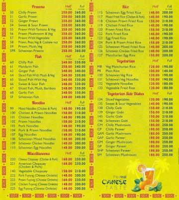 Malaya Restaurant menu 