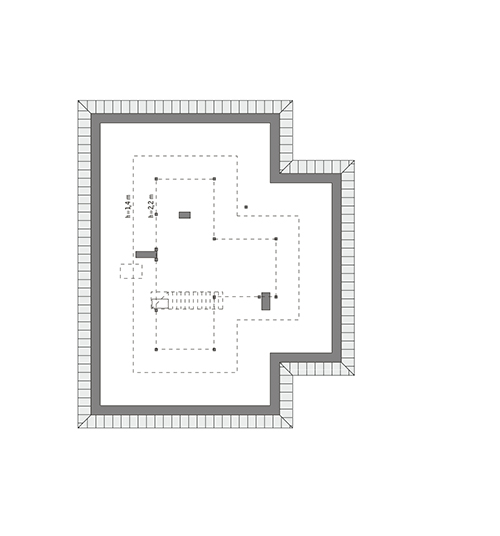 Serdeczny - wariant III - M255c - Rzut poddasza do indywidualnej adaptacji (63,4 m2 powierzchni użytkowej)