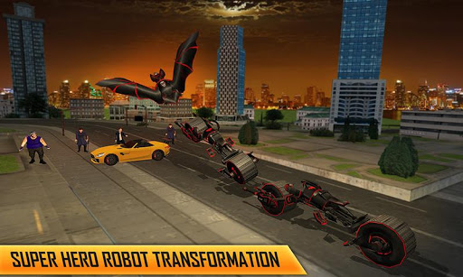 Flying Superhero Robot Transform Bike City Battle screenshots 2