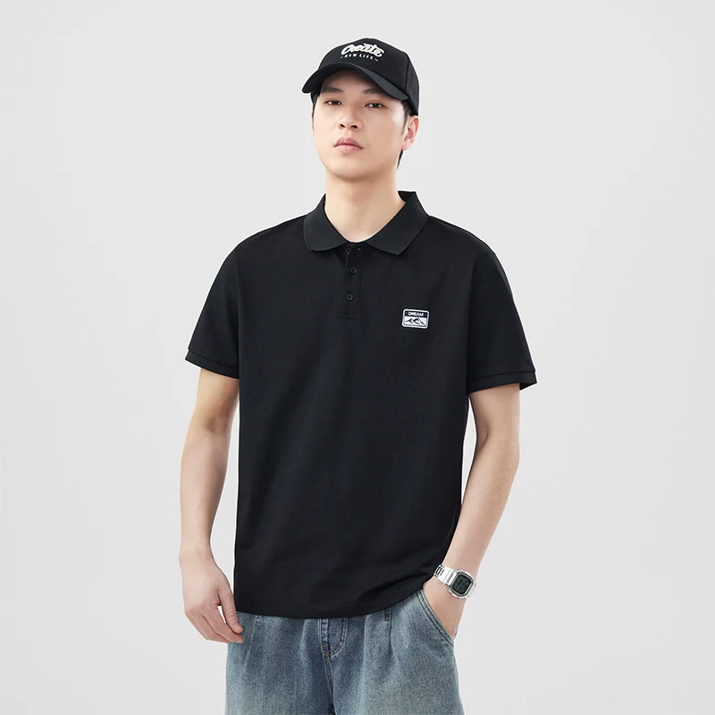 T-shirt con risvolto a maniche corte per ragazzi, traspirante e casual, marchio moda, ideale per un look quotidiano confortevole e alla moda.