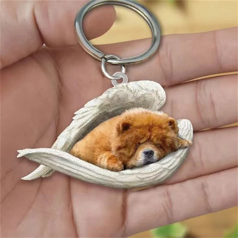 Pendentif Porte-clés Créatif Ange Endormi pour Animaux de Compagnie Un accessoire adorable et pratique. Gardez votre animal de compagnie près de vous avec ce charmant ange endormi.