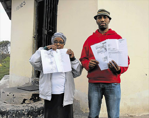 MAJOR CONCERN: Nongemntu Beseti, 68, and her son, Ntsikelelo Bosman, 42, have been trying since 2014 to claim R400000 from a pension fund after the death of loved one Neliwe Dyosini, who died of natural causes at Heidelberg. The fund was frozen after it was discovered that Dyosini was married to a foreign national who can’t be found by immigration officials Picture: MALIBONGWE DAYIMANI