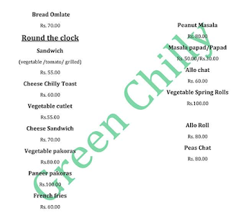 Green Chilly Restaurant menu 