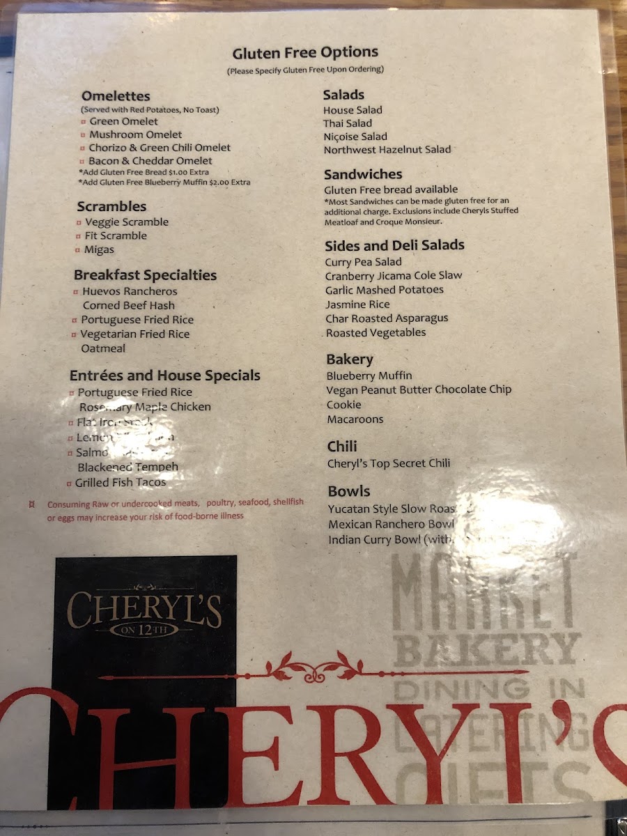 Separate gluten-free menu