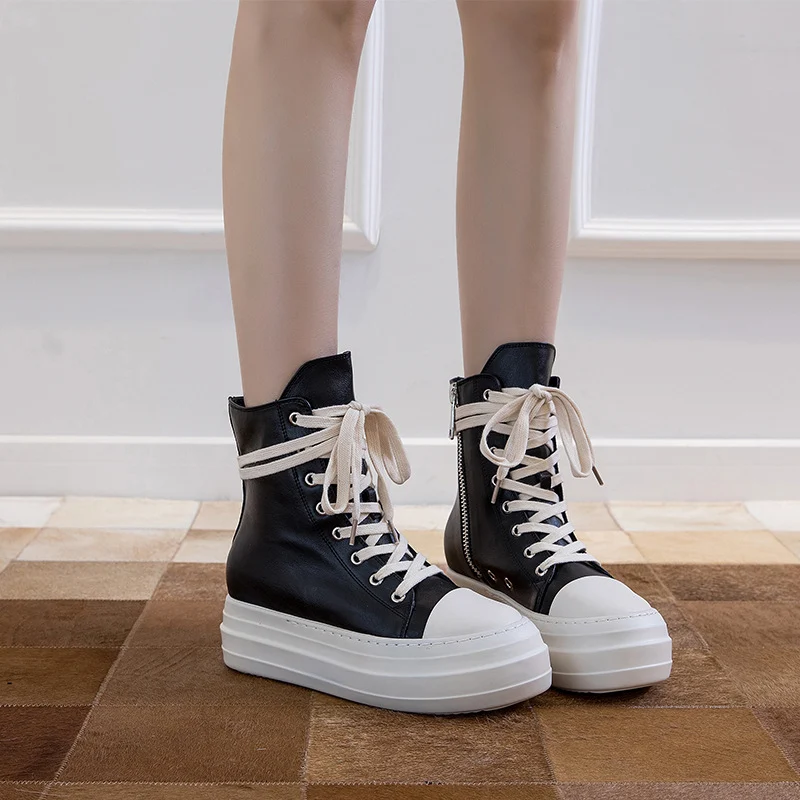 Women's Platform High Top Side Zip Canvas Lace-Up Booster Casual Sneakers, comfortable and stylish, perfect for everyday