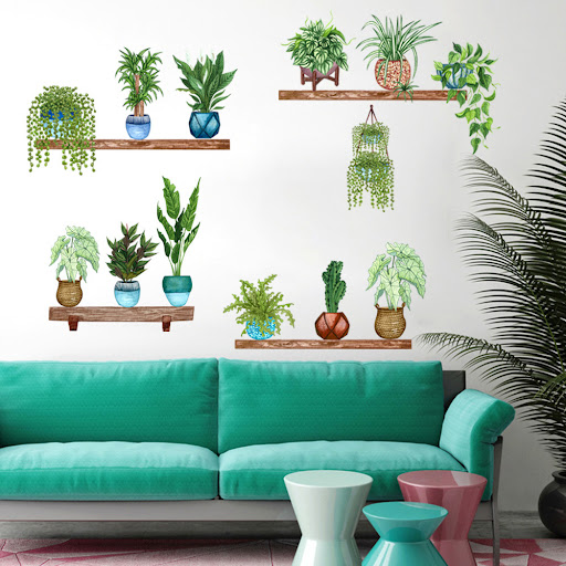 Title 5, Green Leaf Plant Potted Hanging Basket Nordic W...