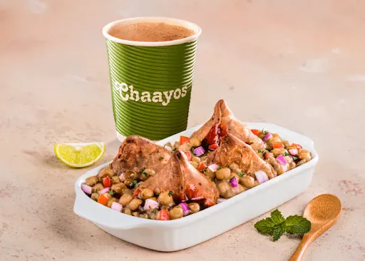 Desi Chai With Samosa Matar Chaat