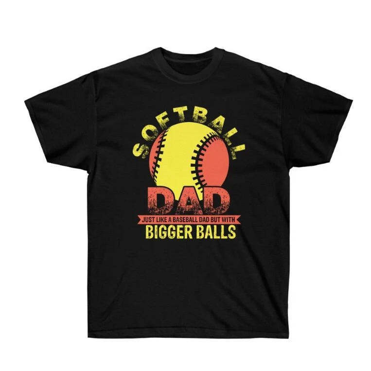 T-shirt de softball pour papa européen et américain, impression numérique, col rond, manches courtes, idéale pour un look décontracté.