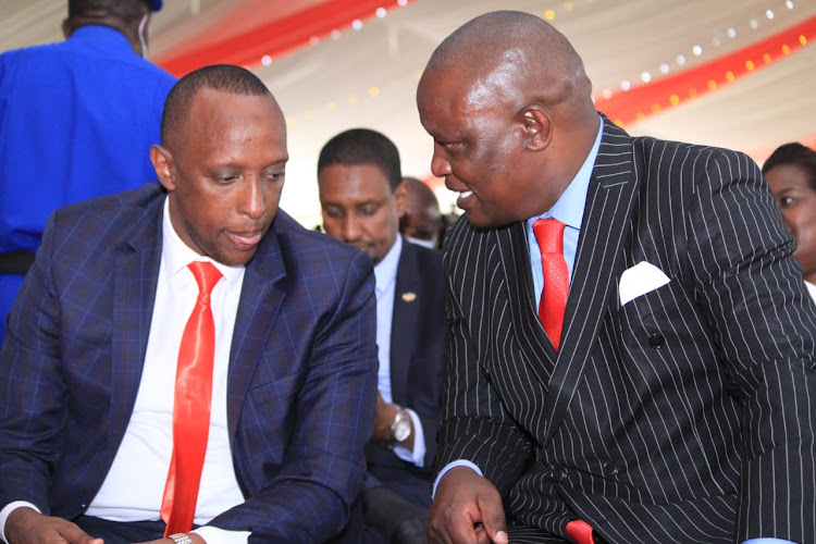 Nairobi Assembly Majority leader Abdi Hassan Guyo and Minority leader Michael Ogada at KICC, on November 16.