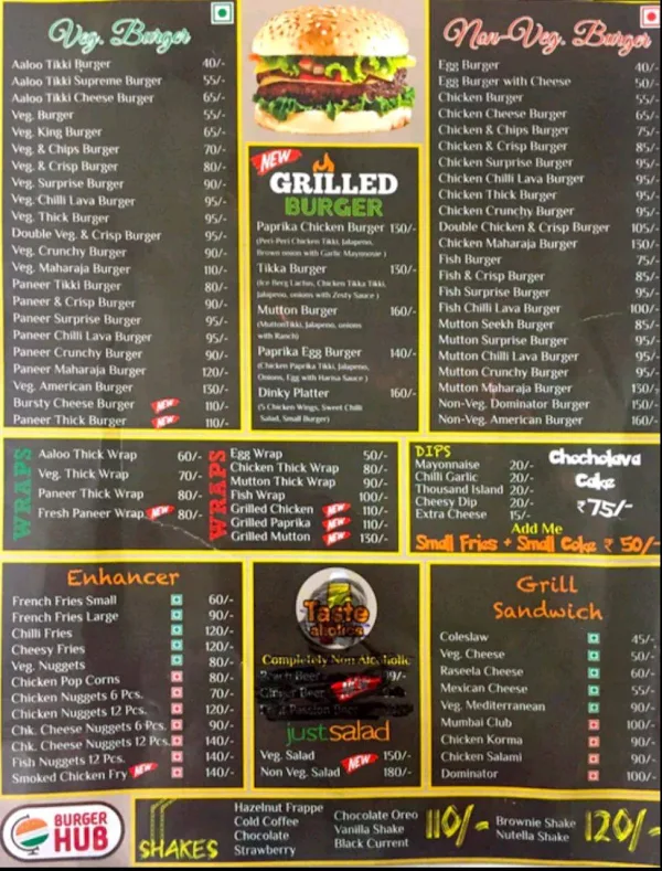 Burger Hub menu 