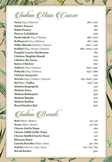 Royal Garden menu 