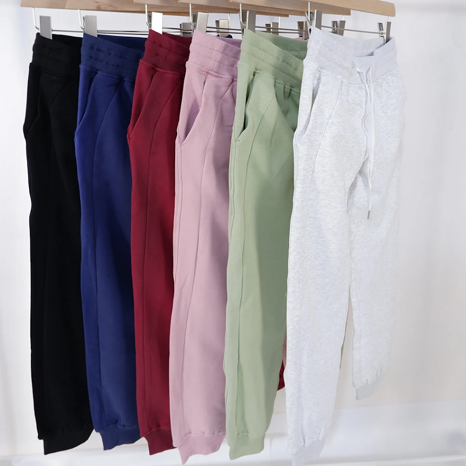 Damen Sport Jogginghose aus reiner Baumwolle mit Kordelzug, Knöchelband und samtiger Innenseite, perfekt für Outdoor-Fitness und Freizeit.